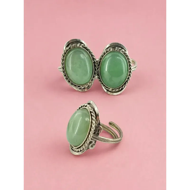 Anillo Mujer Alpaca Regulable Piedra Jade Nefrita Templanza Nefrita Unico Regulable Único Ajustable