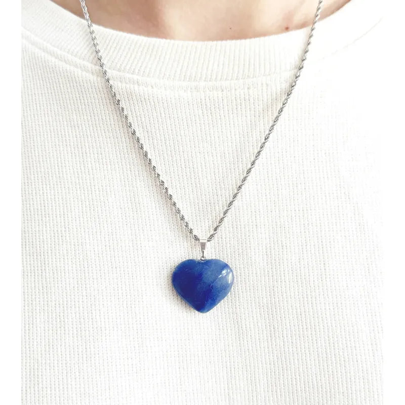 Collar Amor Corazón De Cristales Piedras Auténticas + Cadena