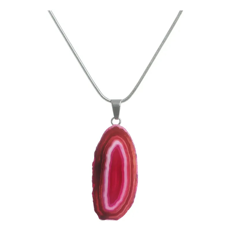 Collar Rodaja De Ágata Piedra Natural Colores Ágata Rosa