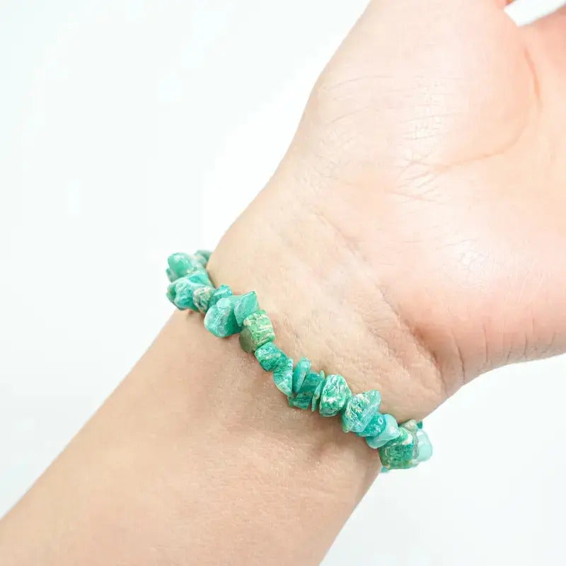 Pulsera De Piedras Naturales Amazonita Elástica -  Calma Amazonita 8 Cm 19 Cm