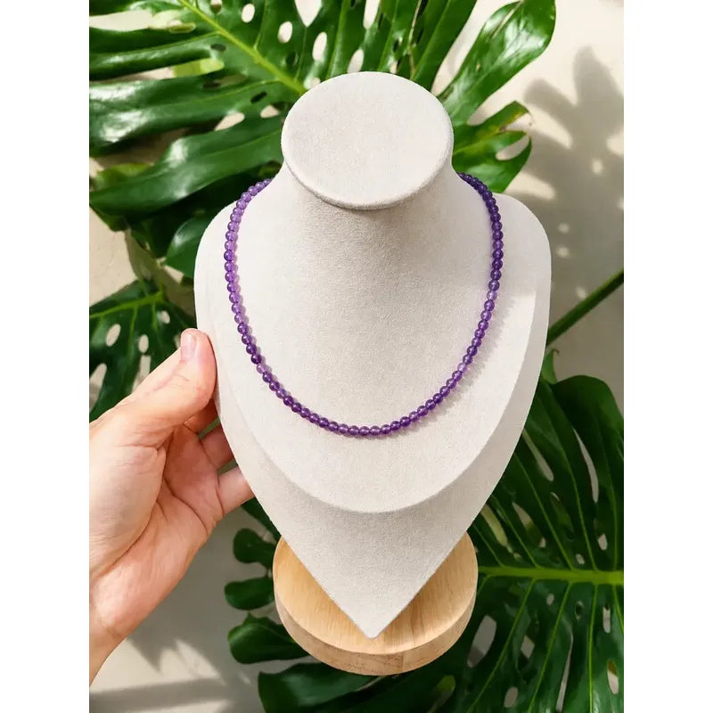 Collar Choker Mini Cuentas Piedras Naturales Delicado 40 Cm Amatista