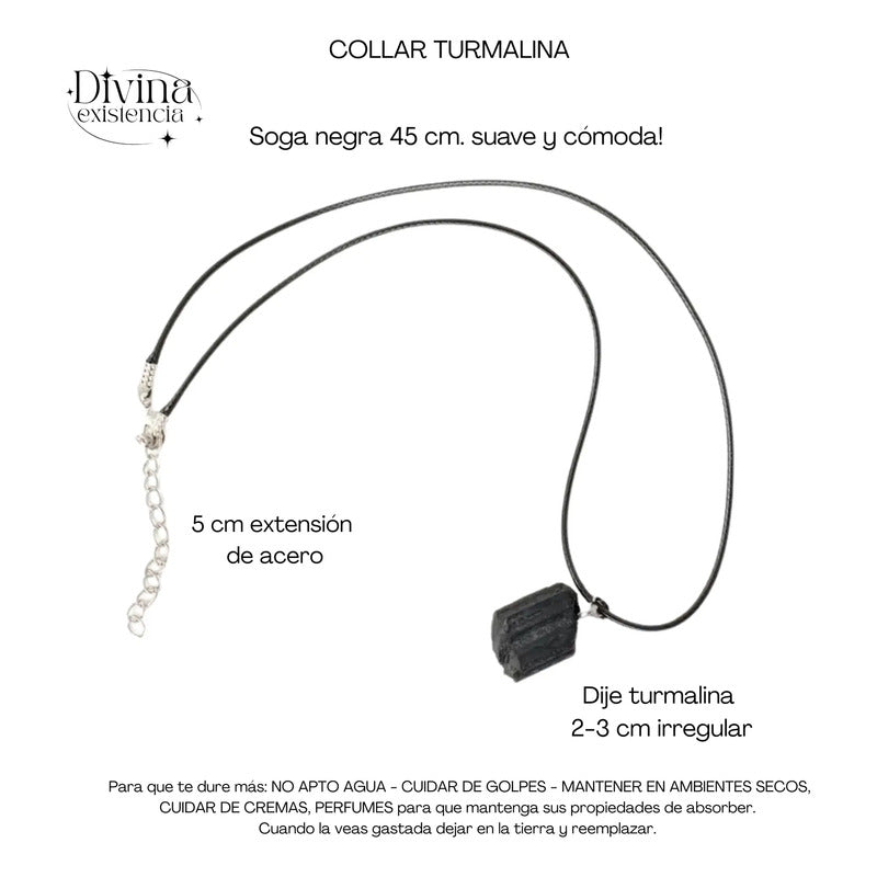 Collar Protección De Turmalina En Bruto Con Cordón Unisex Turmalina