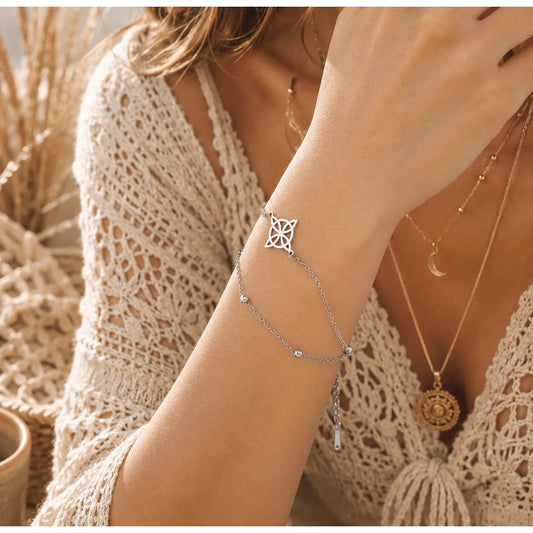 Pulsera Amuleto De Acero Quirúrgico Y Símbolo Nudo De Bruja Modelo 2 8 Cm 18 Cm