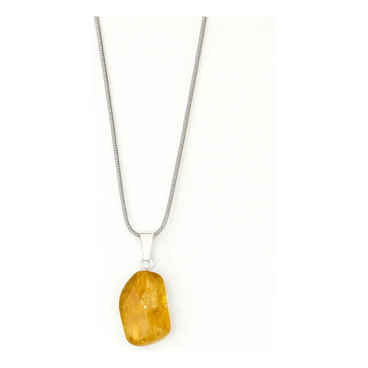 Collar Piedras Naturales Con Cadena De Acero Citrino