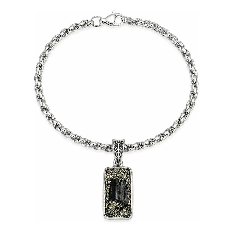 Pulsera Amuleto Mariposa Con Turmalina Y Pirita - Protección Rectángulo Turmalina Y Pirita 8 Cm 20 Cm Rectángulo Turmalina Pirita