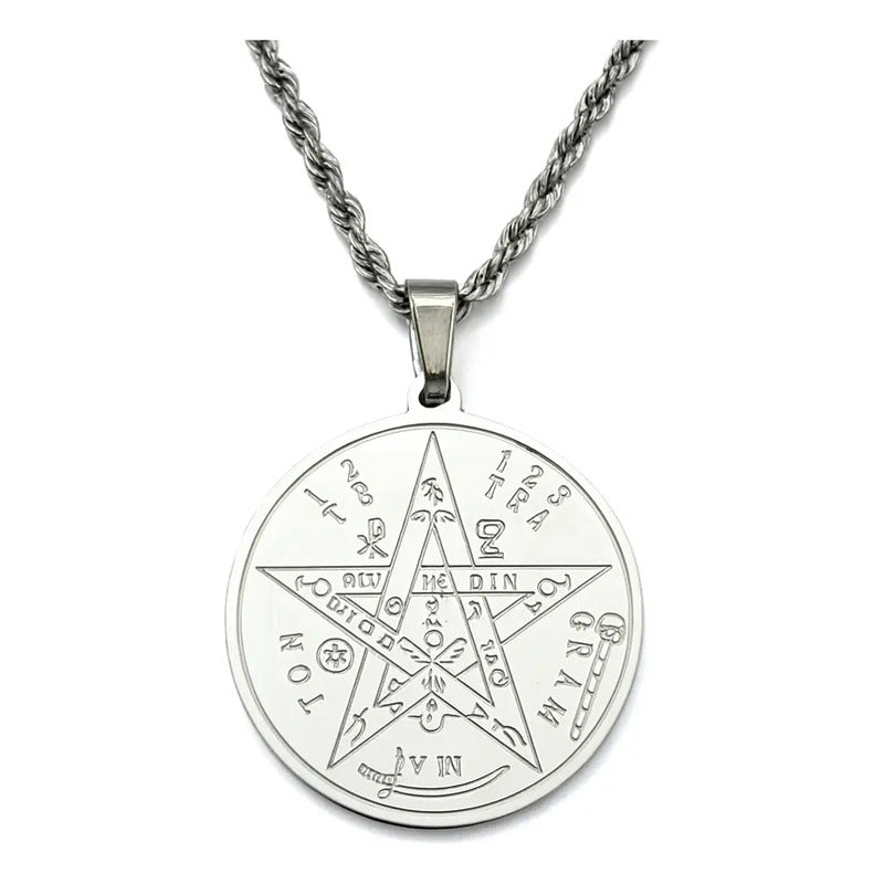 Collar Con Dije De Tetragrámaton De Acero Quirúrgico