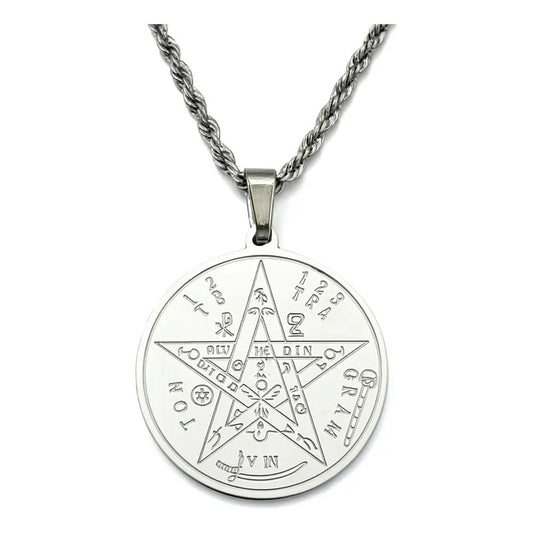 Collar Con Dije De Tetragrámaton De Acero Quirúrgico