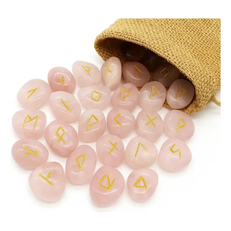 Runas Vikingas De Piedras Naturales Con Bolsa Adivinación