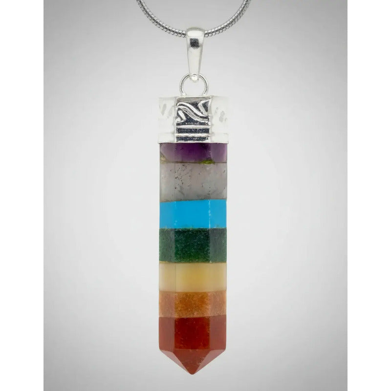 Collar Bastón Para Equilibrar 7 Chakras Piedras Naturales 7 Chakras