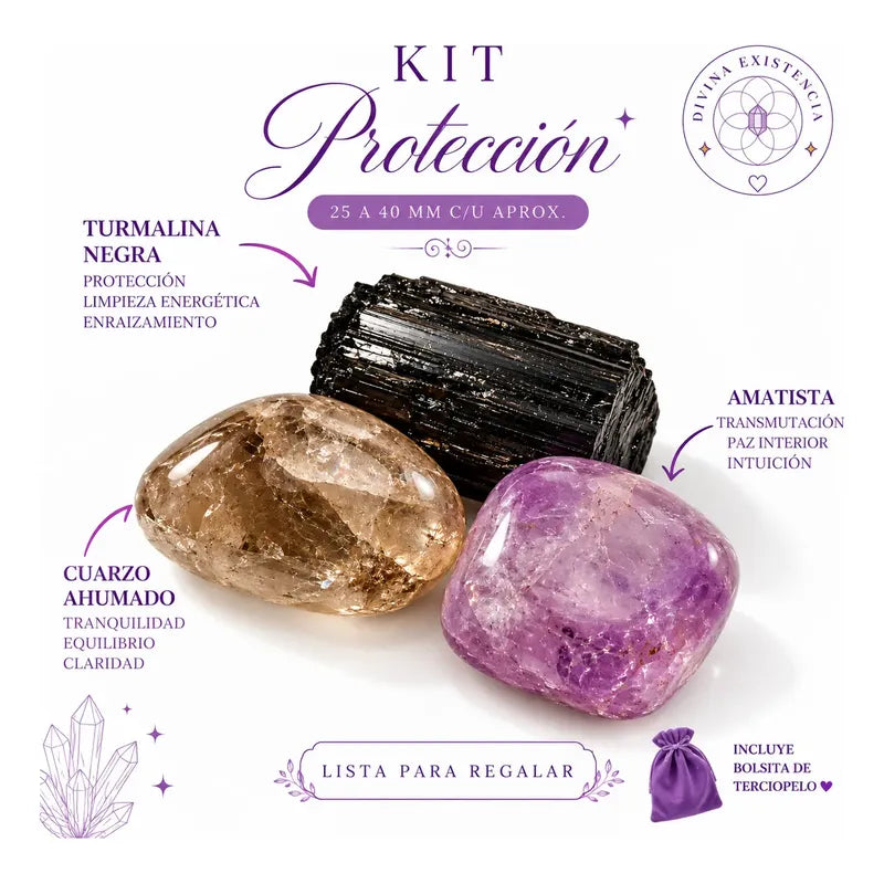 Set De Cristales Naturales · Piedras Sanación · Regalo Set Protección Energética