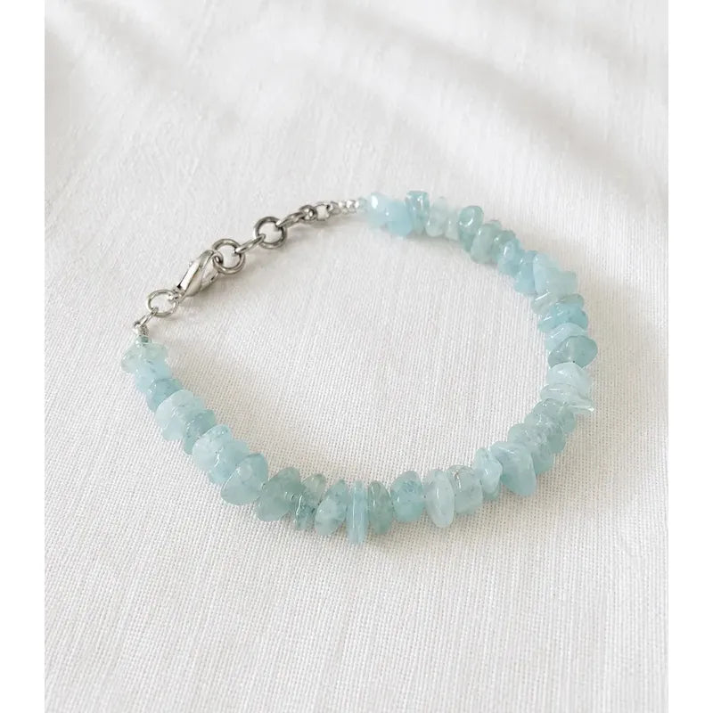 Pulsera Calma De Aguamarina Piedras Naturales Agua Marina 8 Cm 20 Cm