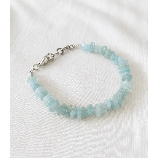 Pulsera Calma De Aguamarina Piedras Naturales Agua Marina 8 Cm 20 Cm