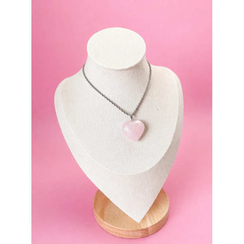 Collar Corazón Cuarzo Rosa - Amor Propio  Divina Existencia Cuarzo Rosa