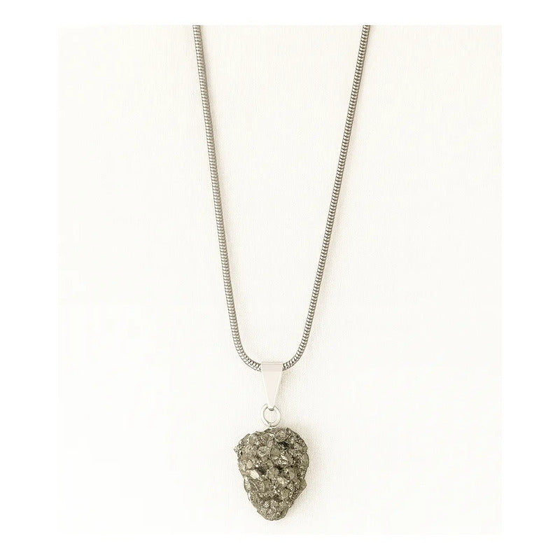 Collar Piedras Naturales Con Cadena De Acero Pirita