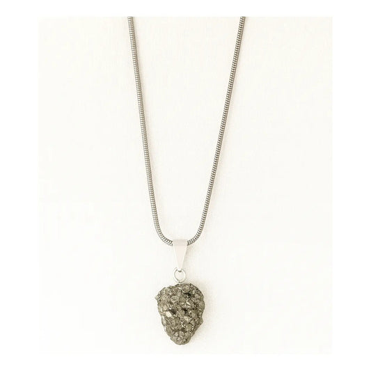 Collar Piedras Naturales Con Cadena De Acero Pirita