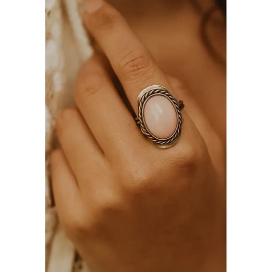Anillo Alpaca Regulable Con Piedra Ágata Rosa - Confianza Ágata Rosa Unico Regulable