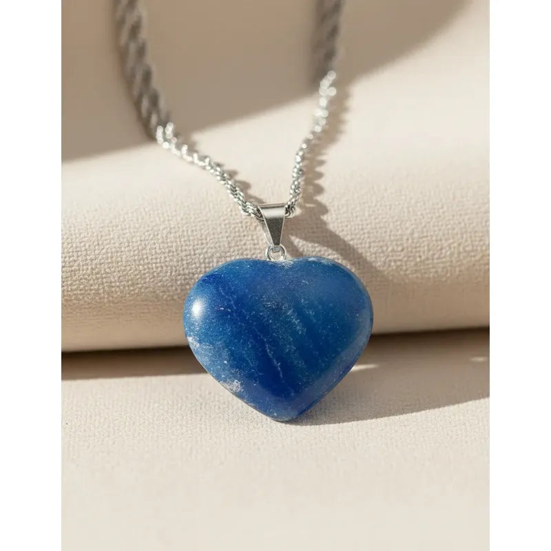Collar Corazón Cuarzo Azul - Calma Cuarzo Azul