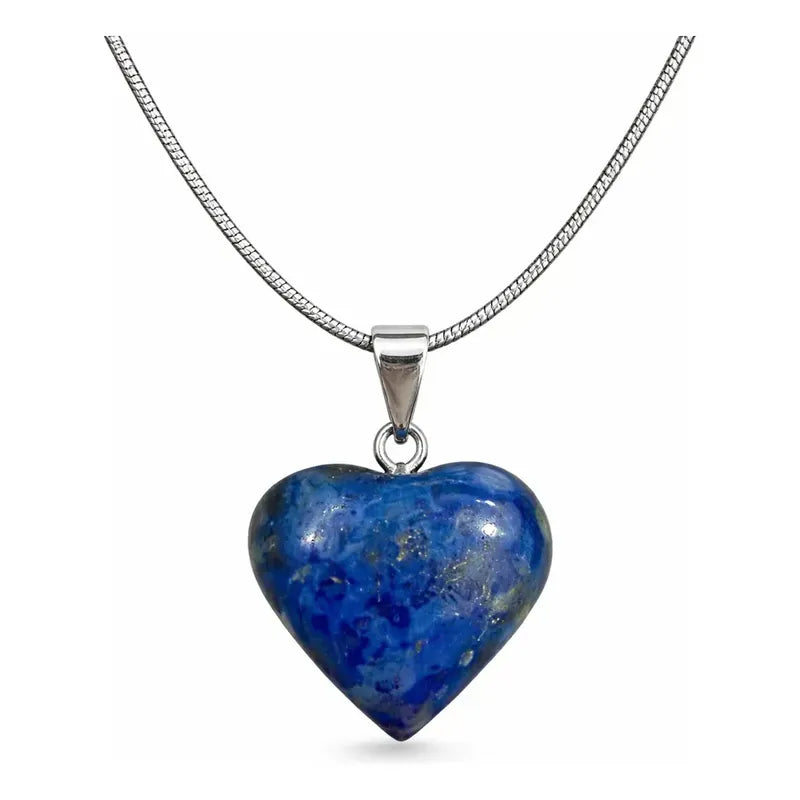 Collar Lapislázuli Natural En Corazón Premium - Sabiduría. Corazón Lapislázuli