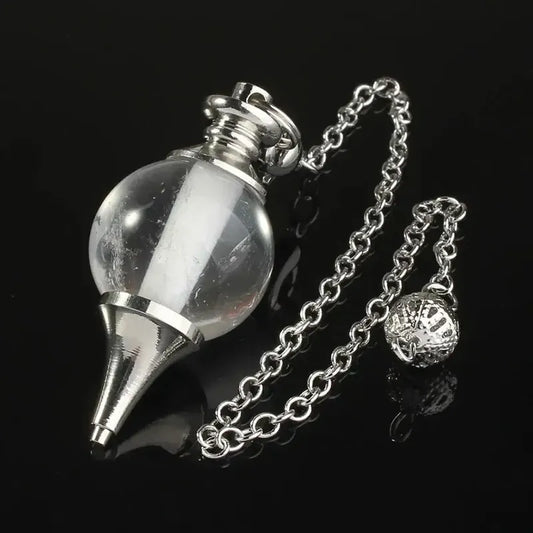 Péndulo Adivinación Radiestesia De Cristal Natural Esfera Cuarzo Cristal