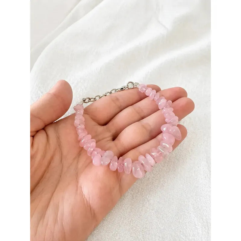 Pulsera Piedras Naturales Cuarzo Rosa - Amor Incondicional Cuarzo Rosa 8 Cm 21 Cm
