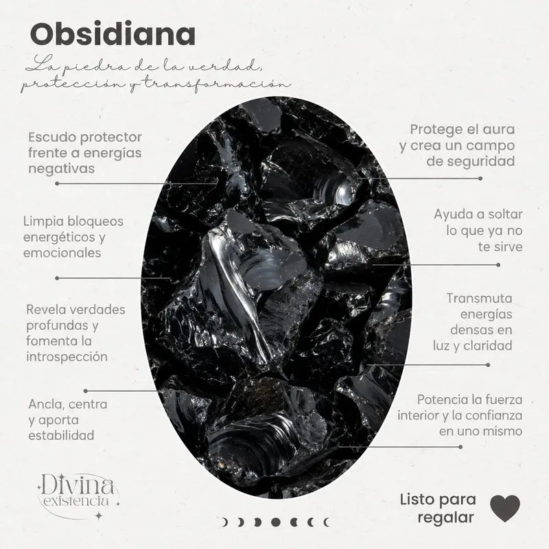 Pulsera Protección De Nudo Bruja Y Corazón Piedra Natural Obsidiana 8 Cm 20 Cm
