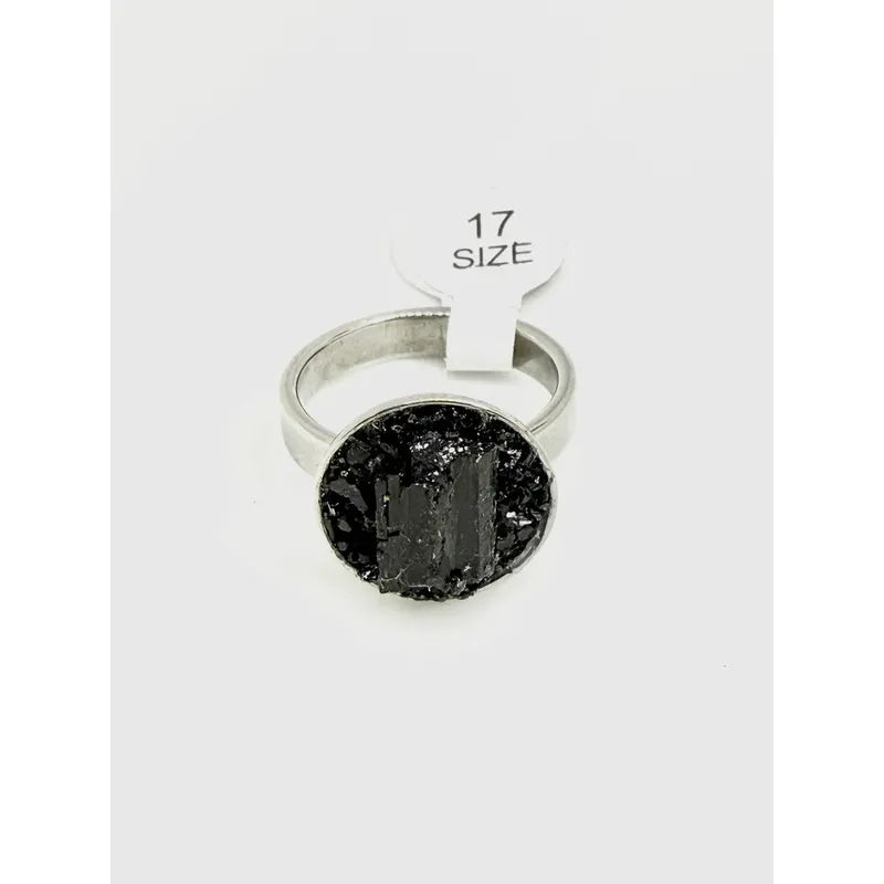 Anillo Piedras Naturales Mujer Turmalina Pirita Crisocola Color Turmalina Sola Talle 18