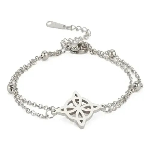 Pulsera Amuleto De Acero Quirúrgico Y Símbolo Nudo De Bruja Modelo 2 8 Cm 18 Cm