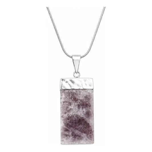 Collar De Mica Lepidolita Con Cadena - Sabiduría Mica Lepidolita