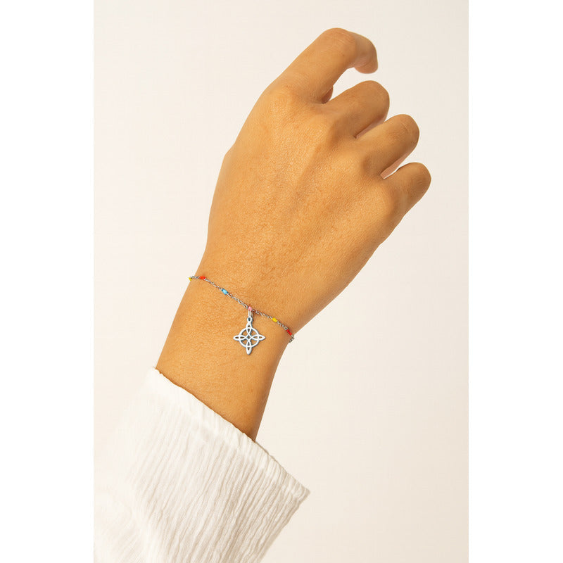 Pulsera Amuleto Acero Quirúrgico Nudo De Bruja Protectora Nudo De Bruja 8 Cm 20 Cm