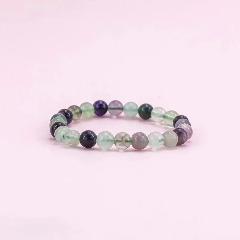 Pulsera Piedras Naturales Fluorita Arcoiris Elástica Fluorita 17.78 Cm 18 Cm
