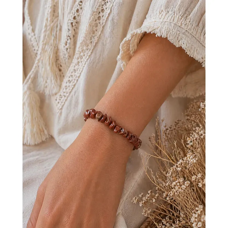 Pulsera De Piedras Naturales Jaspe Rojo - Fuerza Y Seguridad Jaspe Rojo 8 Cm 20 Cm