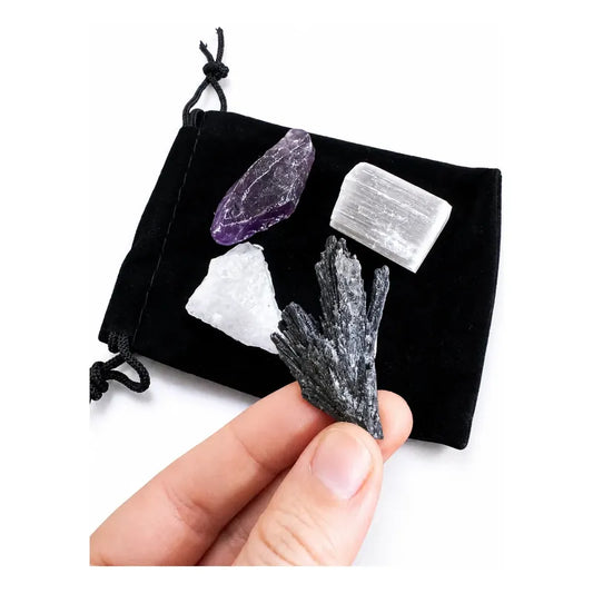 Set Limpieza Energética · 4 Cristales Naturales · Regalo Set De Cristales Limpieza Energética