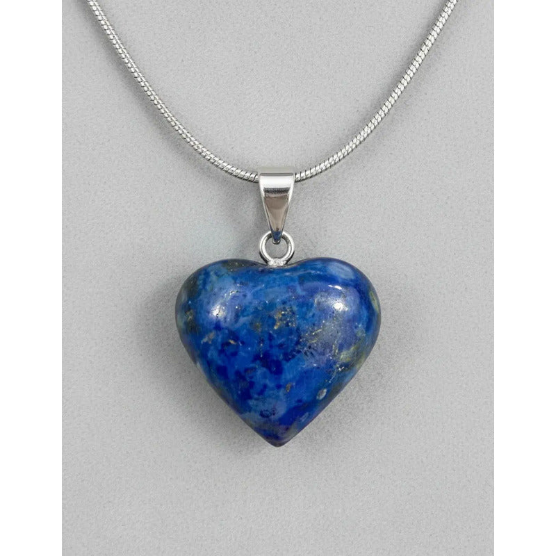 Collar Lapislázuli Natural En Corazón Premium - Sabiduría. Corazón Lapislázuli