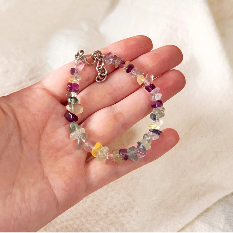 Pulsera De Piedras Naturales Fluorita Arcoiris Tranquilidad Fluorita 8 Cm 20 Cm