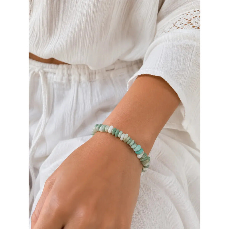 Pulsera Piedras Naturales Amazonita Calma Y Protección Amazonita 8 Cm 19 Cm