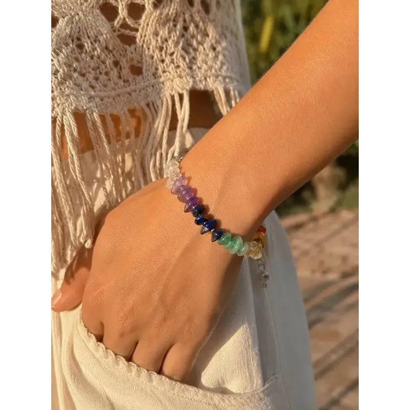 Pulsera Para Equilibrar Los 7 Chakras De Piedras Naturales Multicolor 7 Chakras 8 Cm 19 Cm