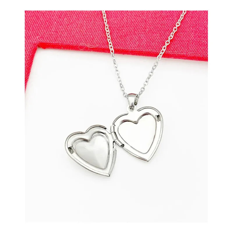 Collar Relicario Corazón Para Fotos Mini 20x20 Mm Con Cadena Relicario Mini 2x2