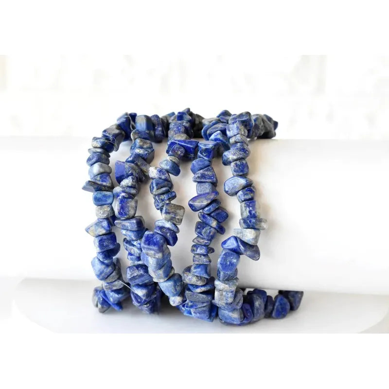Pulsera Lapislázuli Natural Elástica - Comunicación Lapis Lazuli 8 Cm 19 Cm