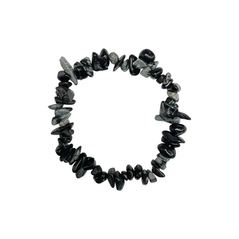 Pulsera De Piedras Naturales Energéticas Obsidiana Nevada 8 Cm 20 Cm