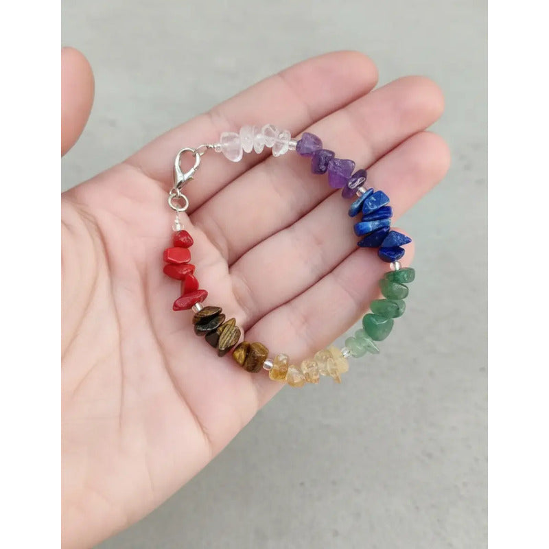 Pulsera Para Equilibrar Los 7 Chakras De Piedras Naturales Multicolor 7 Chakras 8 Cm 19 Cm