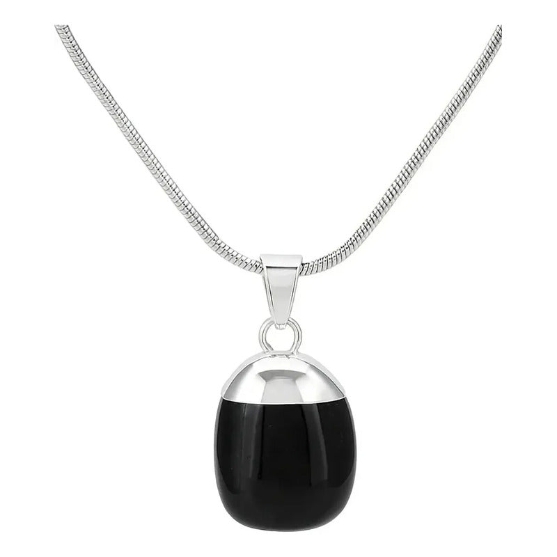 Collar Piedra Natural Ónix Negro + Cadena Onix Negro