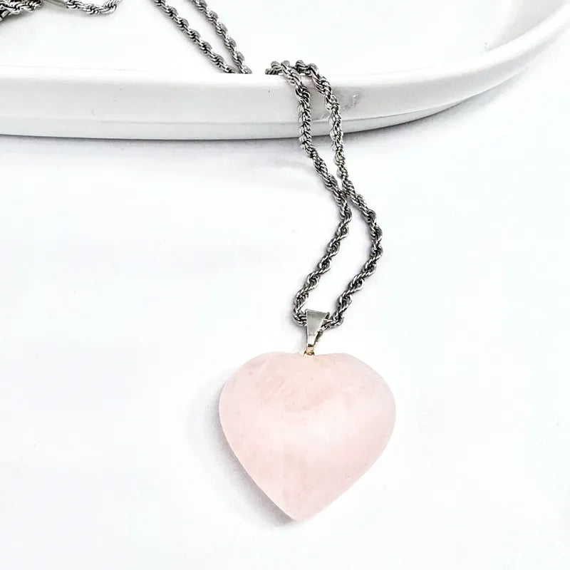 Collar Amor Corazón De Cristales Piedras Auténticas + Cadena