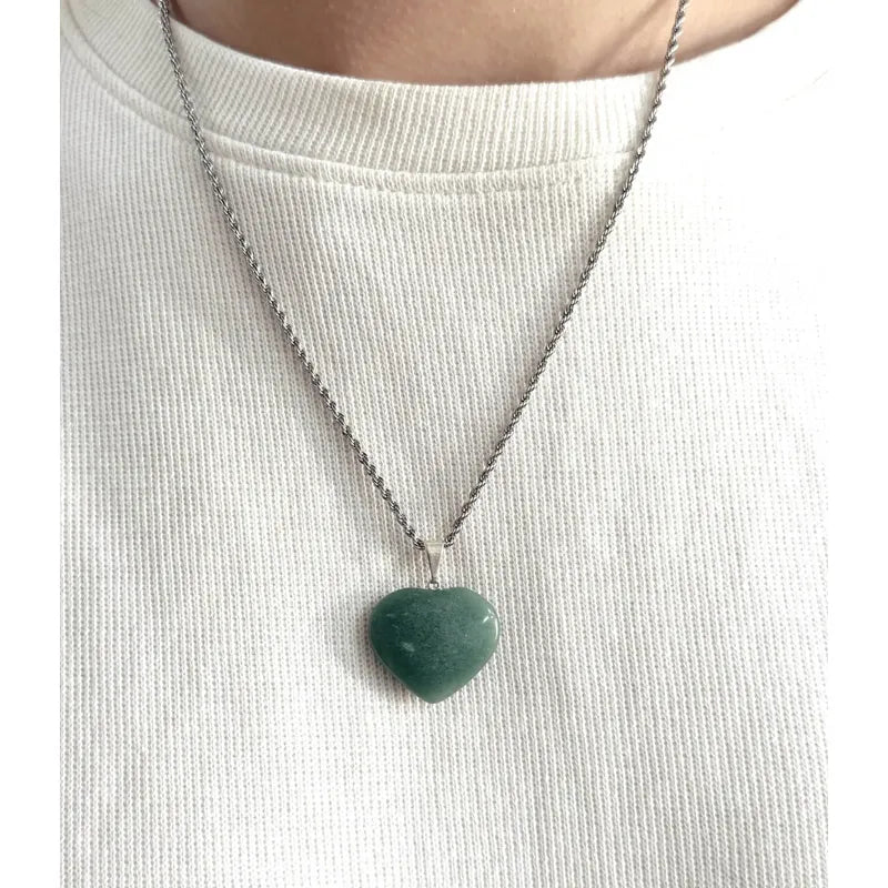 Collar Amor Corazón De Cristales Piedras Auténticas + Cadena