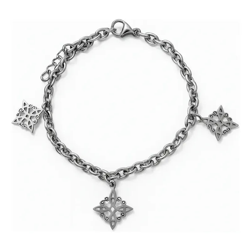 Pulsera Amuleto Nudo De Bruja Acero Quirúrgico Protectora Plateado 8 Cm 20 Cm