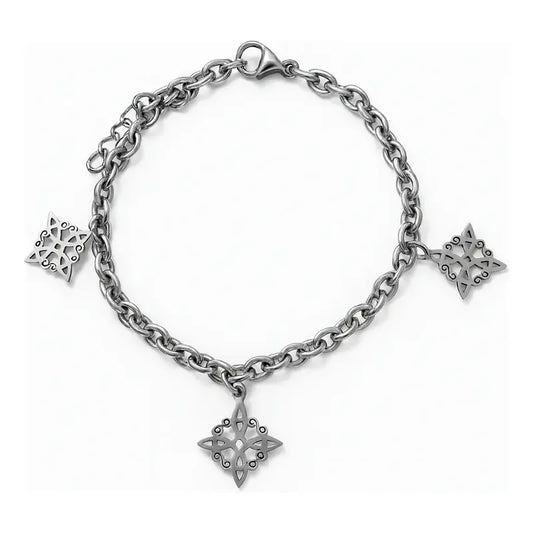 Pulsera Amuleto Nudo De Bruja Acero Quirúrgico Protectora Plateado 8 Cm 20 Cm