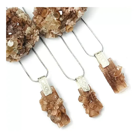 Collar Aragonita Piedra Natural Con Drop De Alpaca Y Cadena Aragonita