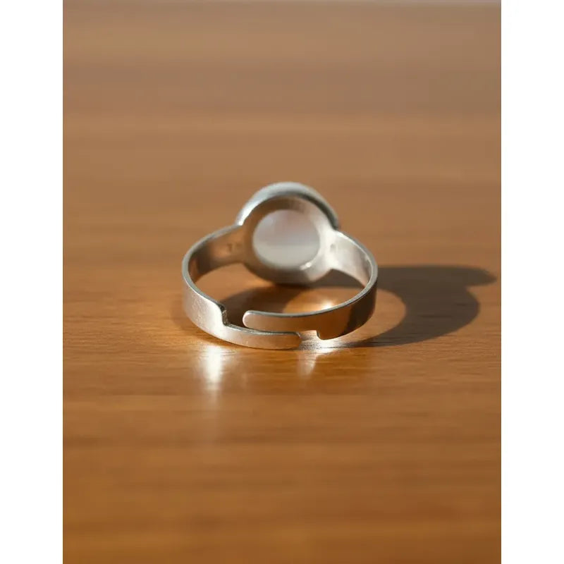 Anillo Piedras Naturales Adularia Regulable Acero Quirúrgico