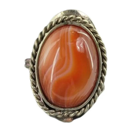 Anillo Mujer Alpaca Regulable Piedra Cornalina - Fortaleza Cornalina Unico Regulable