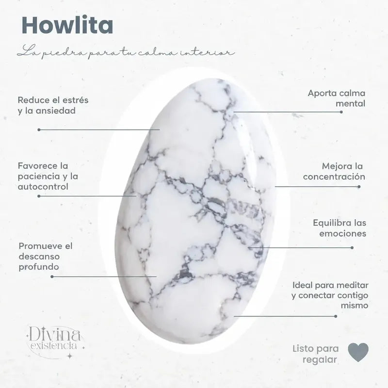 Collar Unisex Péndulo Biterminado Piedra Divina Existencia Howlita - Calma