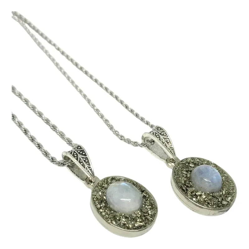 Collar Abundancia De Pirita Con Adularia Piedra De La Luna Pirita Adularia